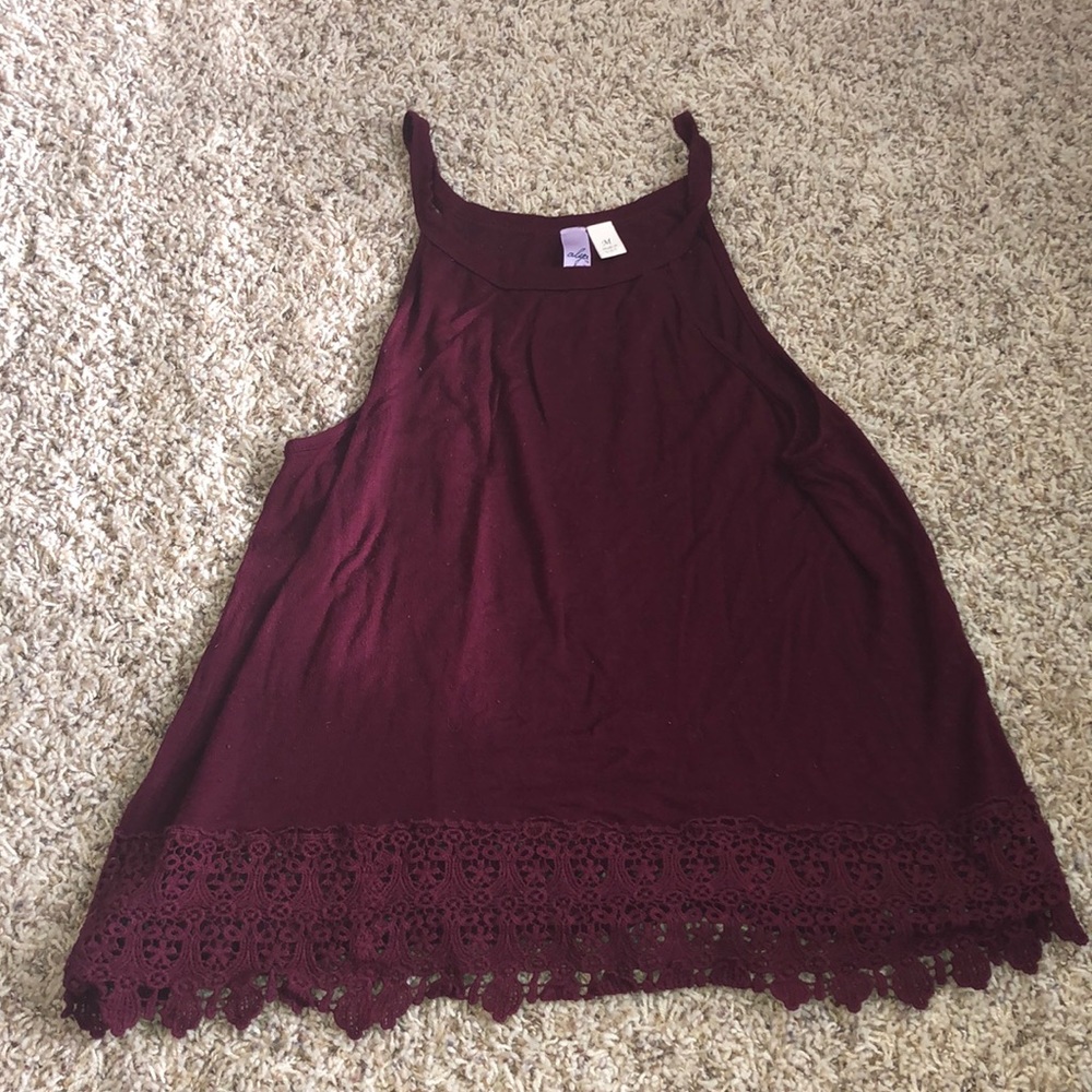 Maroon lace crop top